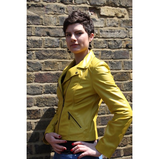 Biker Jacket Yellow Leather